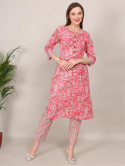 women three quarter sleeve kurta pant set - 21916464 - Very Small Image - 1