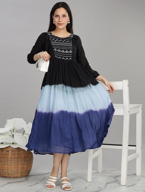women embroidered round neck fit & flare ethnic dress - 21916486 - Very Small Image - 1