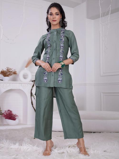 women three quarter sleeve ethnic co-ord set - 21918357 - Very Small Image - 1