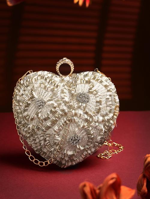 women embellished clutch with detachable sling chain - 21918669 - Very Small Image - 1