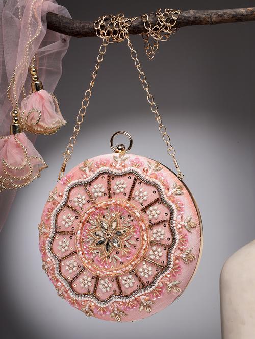 women embellished clutch with detachable sling chain - 21918671 - Very Small Image - 1