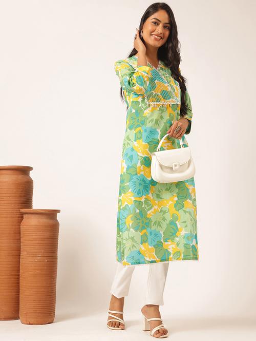 women three quarter sleeve straight kurta - 21918852 - Very Small Image - 1