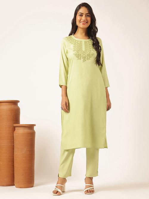 women three quarter sleeve kurta pant set - 21918862 - Very Small Image - 1