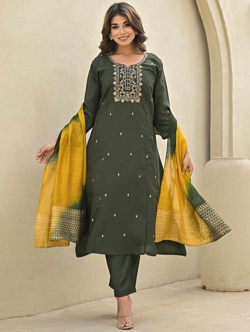 women three quarter sleeve kurta pant with dupatta set - 21919909 - Very Small Image - 1