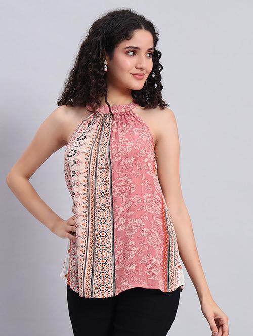 women floral printed sleeveless halter neck top - 21921164 - Very Small Image - 1