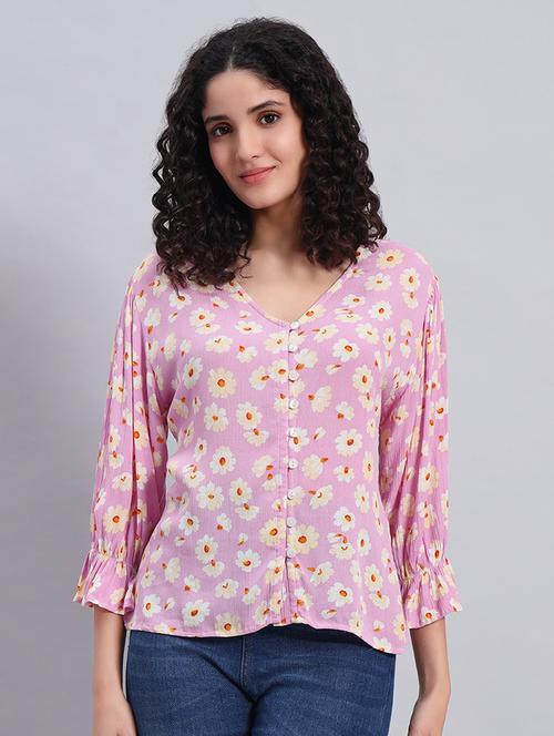 women floral printed long sleeves regular top - 21921165 - Very Small Image - 1