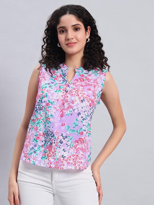 women floral printed sleeveless top - 21921167 - Very Small Image - 1