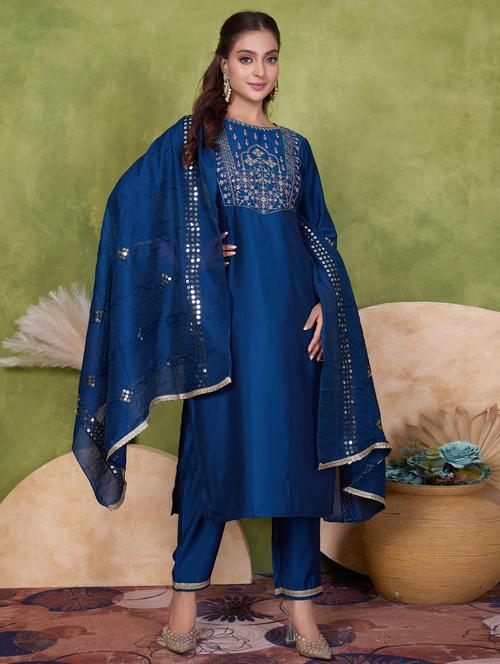 women three quarter sleeve kurta pant with dupatta set - 21925247 - Very Small Image - 1