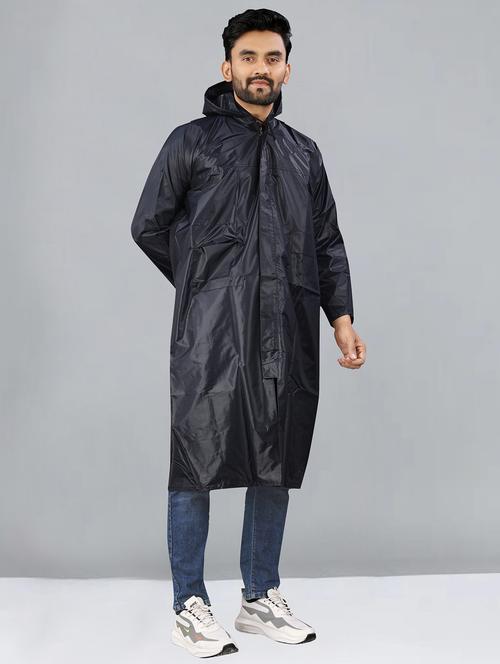 men solid long sleeve hooded rain coat - 21925532 - Very Small Image - 1