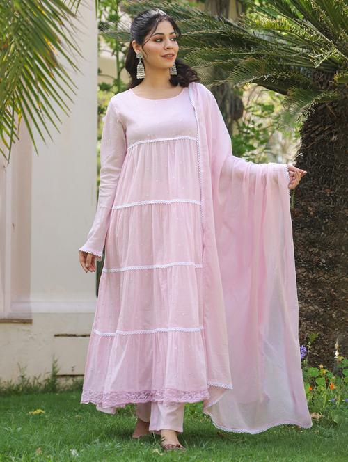 women long sleeve anarkali kurta pant with dupatta set - 21925616 - Very Small Image - 1