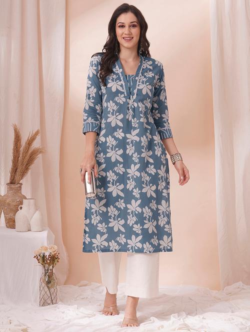 women three quarter sleeve straight kurta - 21925756 - Very Small Image - 1