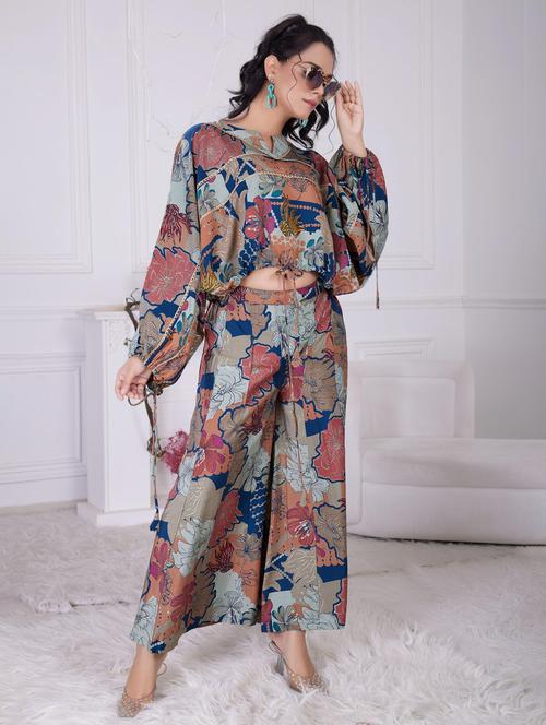 women floral printed long sleeve ethnic co-ord set - 21927937 - Very Small Image - 1
