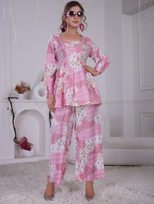 women printed long sleeve ethnic co-ord set - 21927940 - Very Small Image - 1
