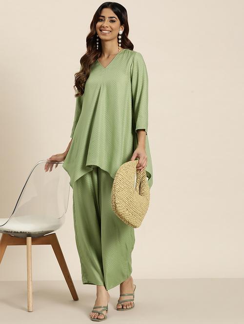 women three quarter sleeve ethnic co-ord set - 21928404 - Very Small Image - 1
