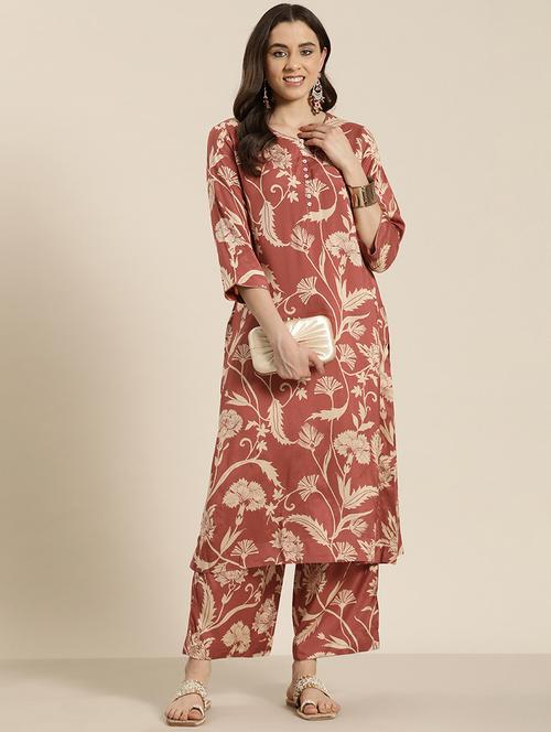 women three quarter sleeve kurta palazzo set - 21928490 - Very Small Image - 1