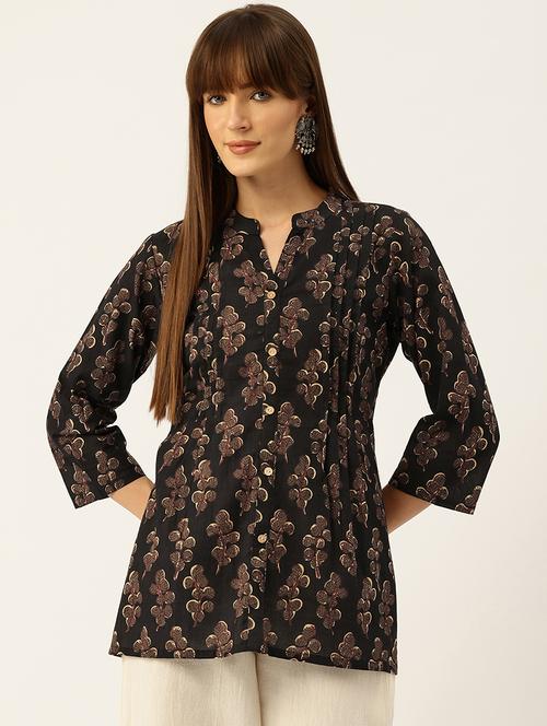 women printed mandarin neck short kurti - 21930274 - Very Small Image - 1