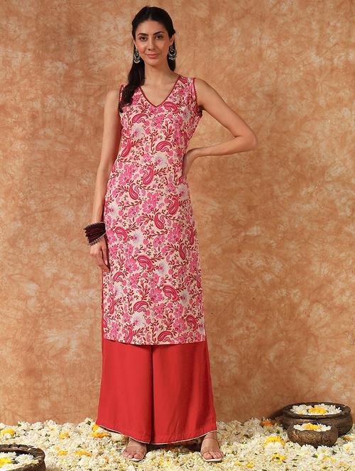 women paisley printed sleeveless straight kurta - 21930966 - Very Small Image - 1