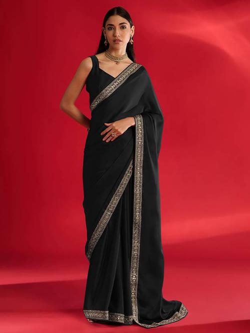 women solid with bordered saree with blouse - 21932135 - Very Small Image - 1