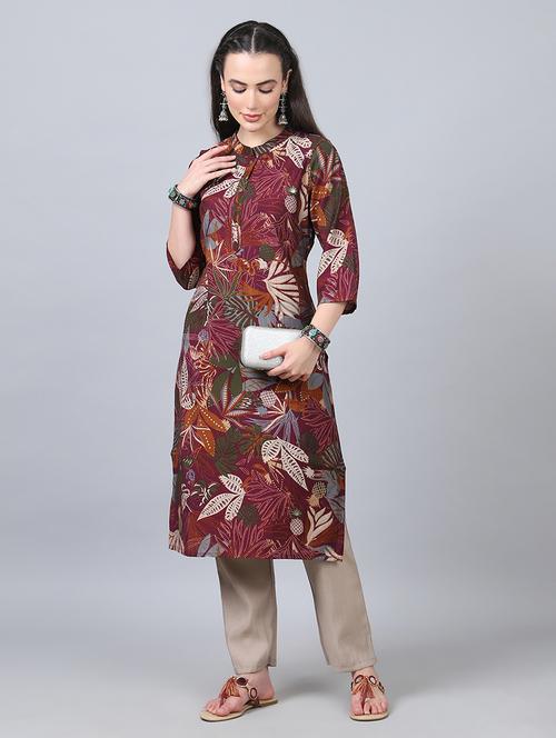 women three quarter sleeve kurta pant set - 21934286 - Very Small Image - 1