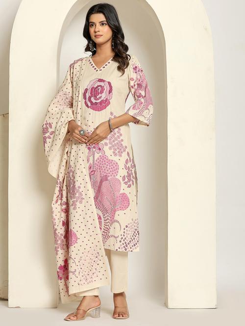 women three quarter sleeve kurta pant with dupatta set - 21934290 - Very Small Image - 1