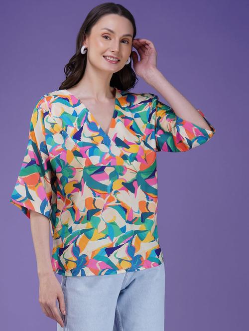 women printed puff sleeve regular top - 21935522 - Very Small Image - 1