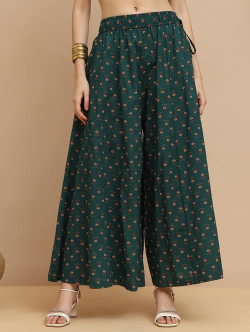 women printed mid rise flared palazzo - 21940419 - Very Small Image - 1