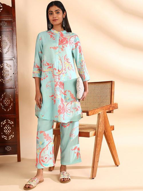 women three quarter sleeve ethnic co-ord set - 21941020 - Very Small Image - 1