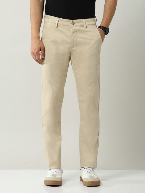 men solid md rise flat front casual chinos - 21943293 - Very Small Image - 1