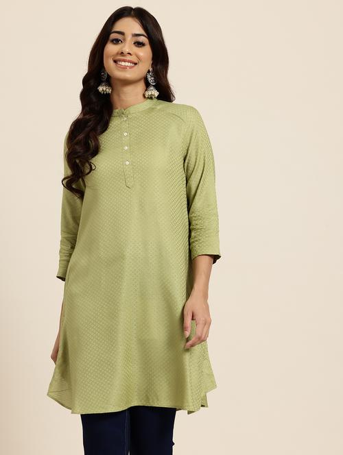 women three quarter sleeve a-line kurta - 21943426 - Very Small Image - 1