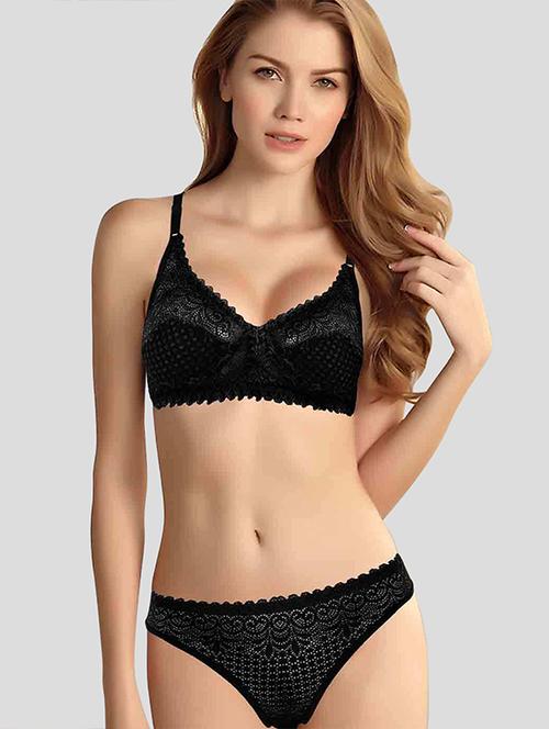 women black lace bra and panty set - 21944465 - Very Small Image - 1