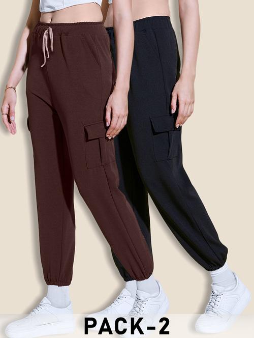 women pack of 2 solid mid rise cargo - 21946782 - Very Small Image - 1