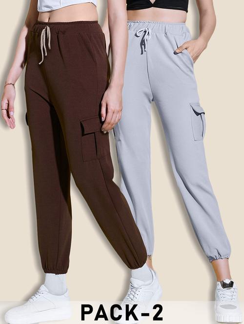 women pack of 2 solid mid rise cargo - 21946783 - Very Small Image - 1