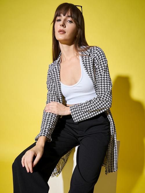 women houndstooth print long sleeve long shrug - 21947441 - Very Small Image - 1