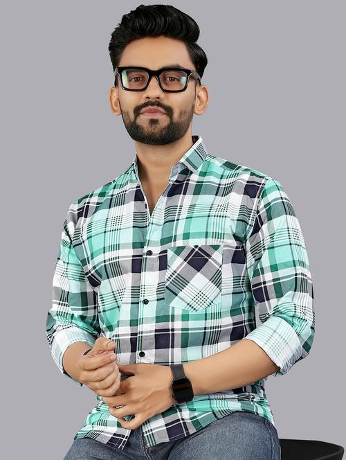 men checkered long sleeve regular fit casual shirt - 21947948 - Very Small Image - 1