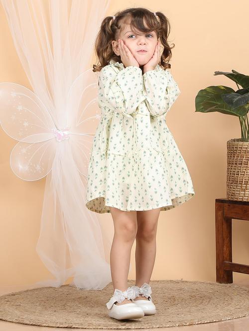 kids neo mint floral printed round neck frock - 21948631 - Very Small Image - 1