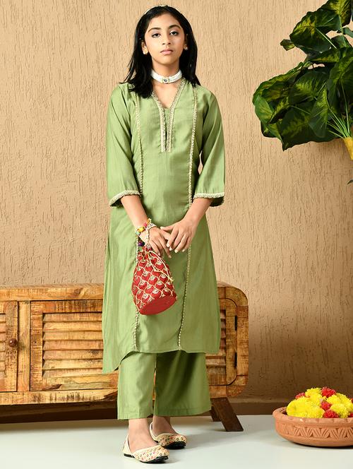 girls three quarter sleeve kurta palazzo set - 21951208 - Very Small Image - 1