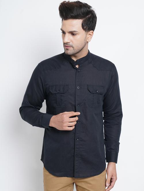 men solid long sleeve slim fit casual shirt - 21951822 - Very Small Image - 1