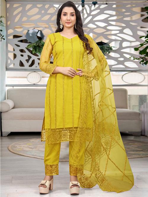women embroidered long sleeve kurta pant with dupatta set - 21954199 - Very Small Image - 1