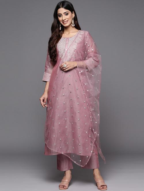 women three quarter sleeve kurta pant with dupatta set - 21954202 - Very Small Image - 1