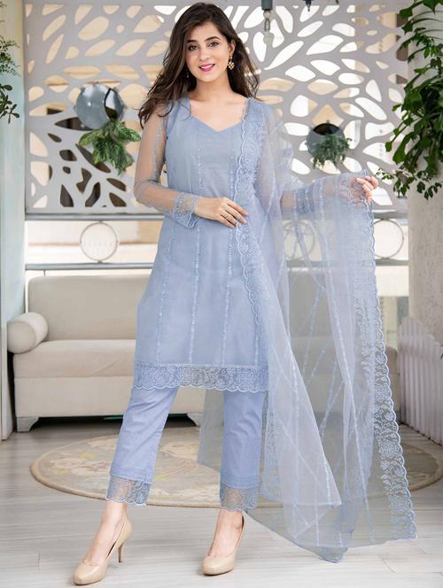 women embroidered long sleeve kurta pant with dupatta set - 21954214 - Very Small Image - 1
