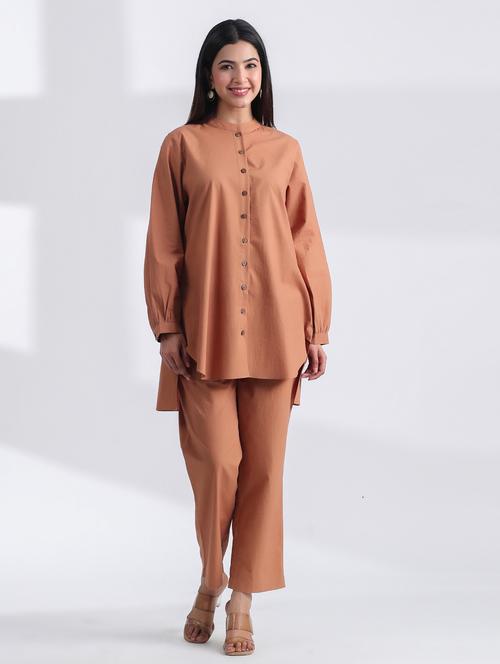 women solid long sleeve ethnic co ord set - 21954619 - Very Small Image - 1