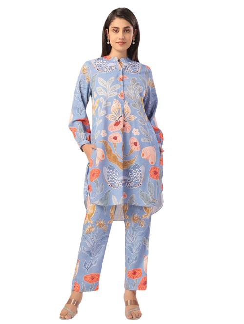 women printed long sleeve ethnic co ord set - 21954623 - Very Small Image - 1