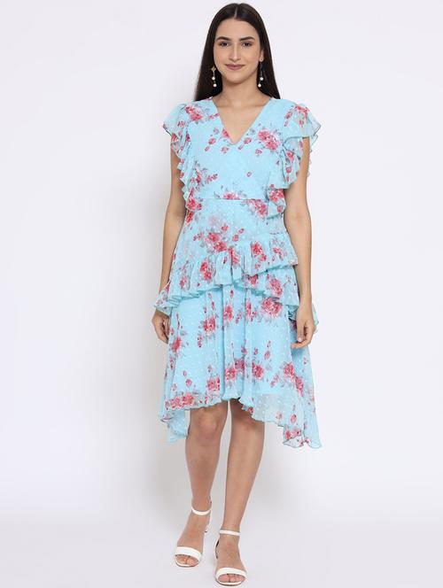 women floral print ruffle asymmetric dress - 21958355 - Very Small Image - 1
