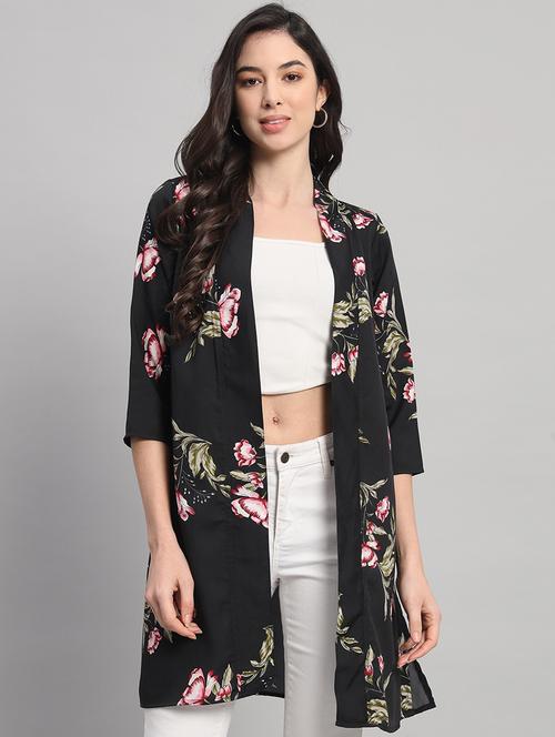 women black floral print long shrug - 21959236 - Very Small Image - 1