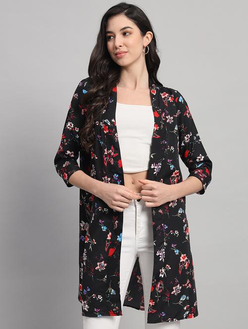 women black floral print long shrug - 21959239 - Very Small Image - 1