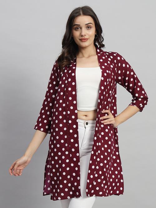 women maroon polka doted long shrug - 21959243 - Very Small Image - 1