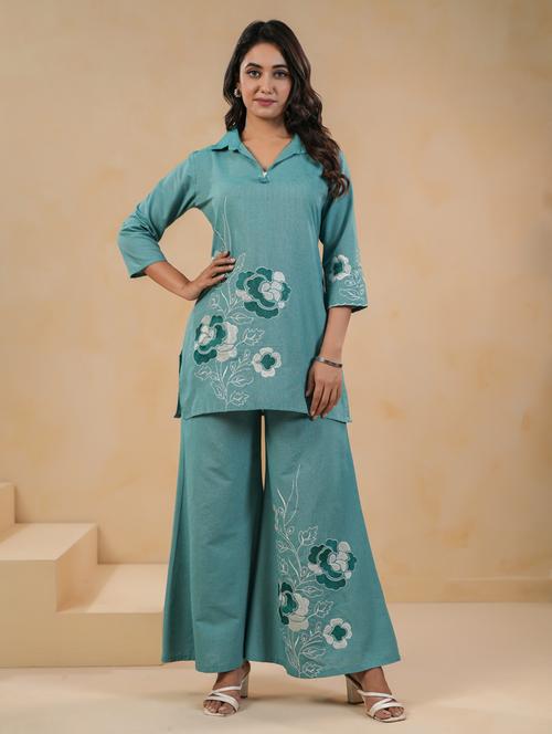 women three quarter sleeve ethnic co-ord set - 21959554 - Very Small Image - 1