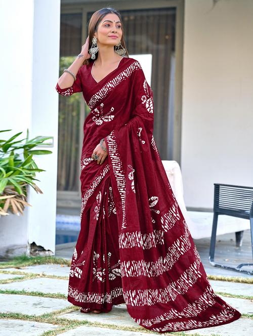 women batik printed ready to wear saree with blouse - 21959563 - Very Small Image - 1