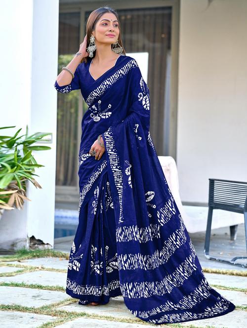 women batik printed ready to wear saree with blouse - 21959565 - Very Small Image - 1