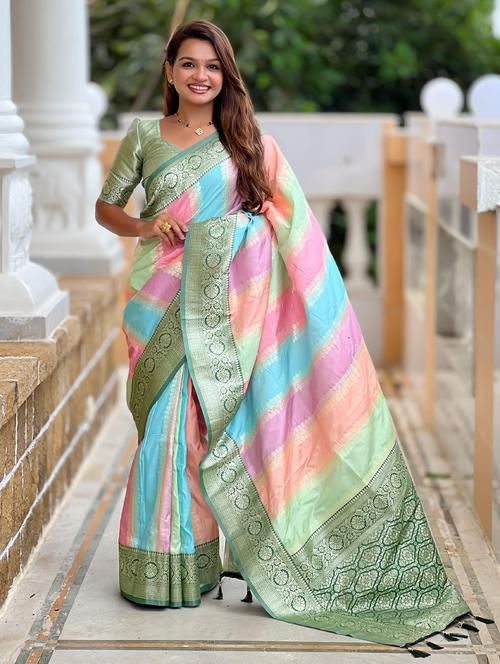women self design banarasi saree with blouse - 21959566 - Very Small Image - 1